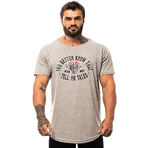 Camiseta Longline Masculina MXD Conceito Limitada Caveira Rosas