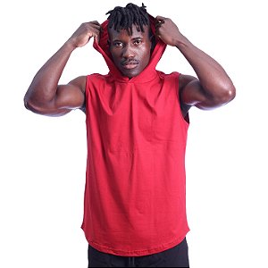 Regata Machão com Capuz Longline MXD Conceito 100% Algodão Vermelho