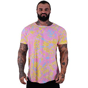 Camiseta Longline Fullprint Masculina MXD Conceito Tie Dye Amarelo