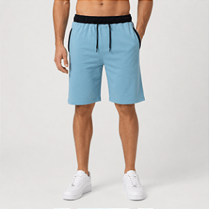 Bermuda Masculina Moletom MXD Conceito Azul Celeste Liso