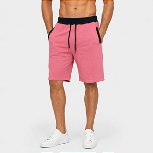 Bermuda Masculina Moletom MXD Conceito Rosa Bebê Liso
