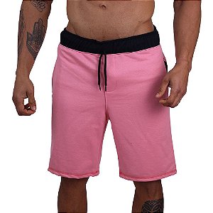 Bermuda Masculina Moletom MXD Conceito Rosa Bebê Liso