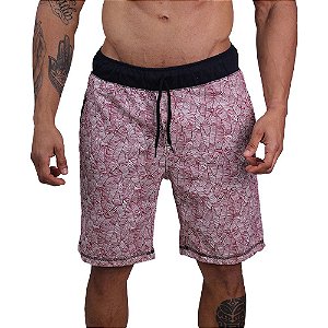 Bermuda Masculina Moletom MXD Conceito Folhas de Bananeira Bordo