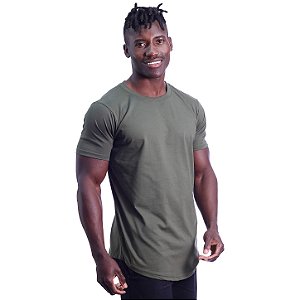 Camiseta Longline 100% Algodão Masculina MXD Conceito Verde Musgo Militar