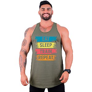 Regata Longline Masculina MXD Conceito Eat Sleep Train Repeat