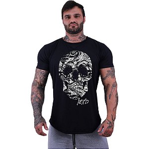 Camiseta Longline Masculina Manga Curta MXD Conceito Caveira Liquida