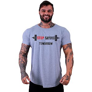 Camiseta Longline Masculina Manga Curta MXD Conceito Stop Saying Tomorrow Barra