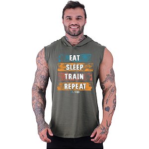 Regata Machão com Capuz Longline MXD Conceito Eat Sleep Train Repeat