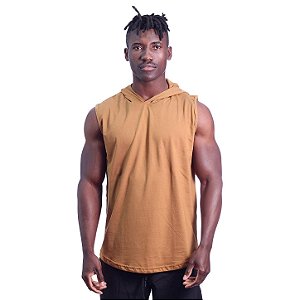 Regata Machão com Capuz Longline MXD Conceito 100% Algodão Marrom Argila