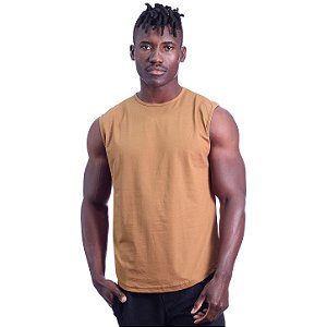 Regata Machão Longline Sem Manga MXD Conceito 100% Algodão Marrom Argila