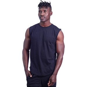 Regata Machão Longline Sem Manga MXD Conceito 100% Algodão Preto