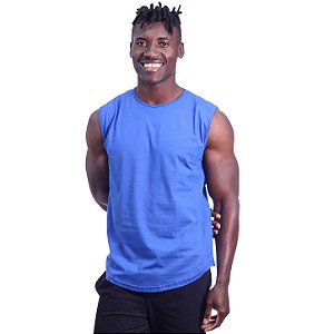 Regata Machão Longline Sem Manga MXD Conceito 100% Algodão Azul Royal