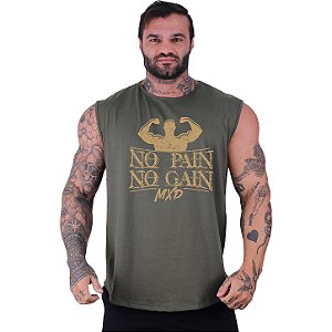 Regata Machão Longline Sem Manga MXD Conceito No Pain No Gain Braço Forte