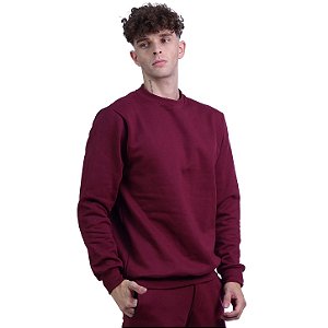 Blusa Moletom Lisa Basic Masculina MXD Conceito Sem Touca Bordô