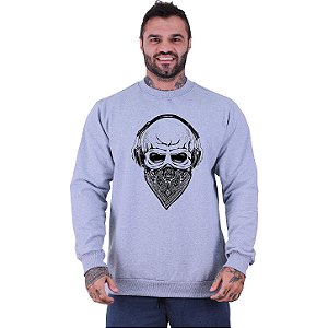 Blusa Moletom Basic Masculina MXD Conceito Sem Touca Caveira Com Lenço