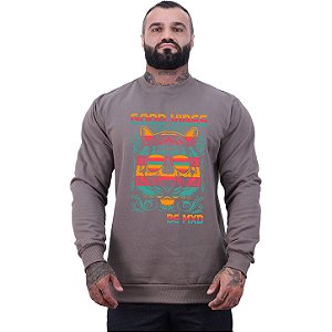 Blusa Moletom Basic Masculina MXD Conceito Sem Touca Leão Good Vibes