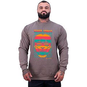 Blusa Moletom Basic Masculina MXD Conceito Sem Touca Leão Good Vibes