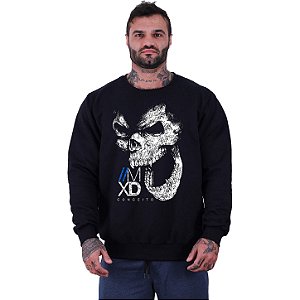 Blusa Moletom Basic Masculina MXD Conceito Sem Touca Caveira Gorila