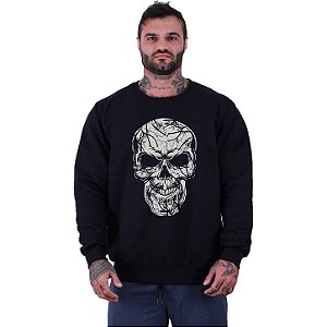 Blusa Moletom Basic Masculina MXD Conceito Sem Touca Caveira Estilhaço