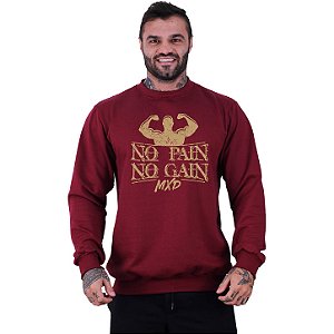 Blusa Moletom Basic Masculina MXD Conceito Sem Touca Strong No Pain No Gain