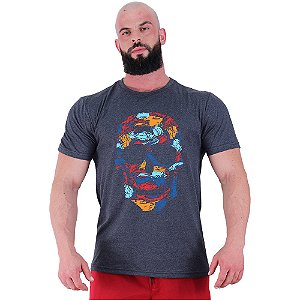 Camiseta Tradicional Masculina Manga Curta MXD Conceito Caveira Abstrata