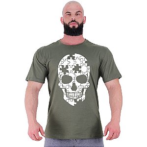 Camiseta Tradicional Masculina Manga Curta MXD Conceito Puzzle Skull