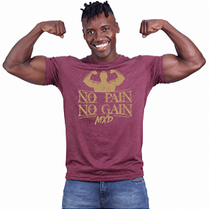 Camiseta Tradicional Manga Curta MXD Conceito No Pain No Gain Strong