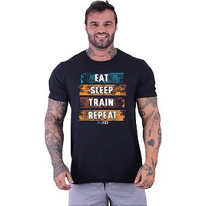 Camiseta Tradicional Manga Curta MXD Conceito Eat Sleep Train Repeat