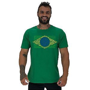 Camiseta Tradicional Masculina MXD Conceito Bandeira Brasil Rabiscos