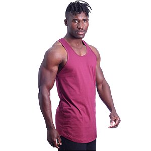 Regata Longline Cavada Lisa Masculina MXD Conceito 100% Algodão Bordô