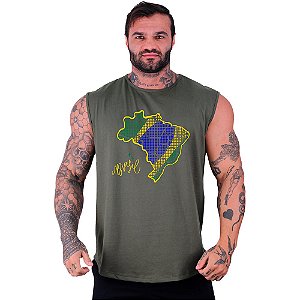 Regata Longline Machão Masculina MXD Conceito Mapa do Brasil