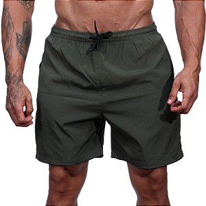 Short Tactel Elastic Masculino MXD Conceito 2 Bolsos Laterais Verde Militar