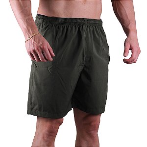 Short Tactel Elastic Masculino MXD Conceito 2 Bolsos Laterais Verde Militar