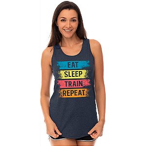 Regata Longline Feminina MXD Conceito Eat, Sleep, Train, Repeat