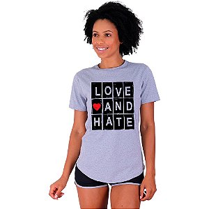 Camiseta Longline Feminina MXD Conceito Love And Hate