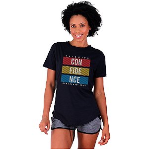 Camiseta Longline Feminina MXD Conceito Walk With Confidence ande com confiança