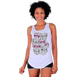 Regata Longline Feminina MXD Conceito Pugs Com Óculos e Sem Óculos