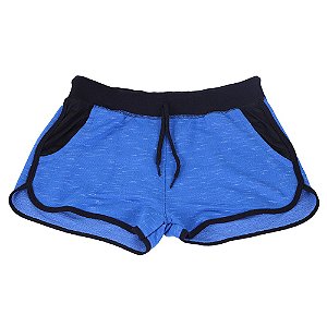 Shortinho Feminino Moletom MXD Conceito Azul Rajado