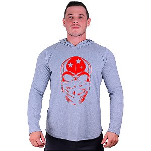 Camiseta Manga Longa Longline Com Touca MXD Conceito Red Skull