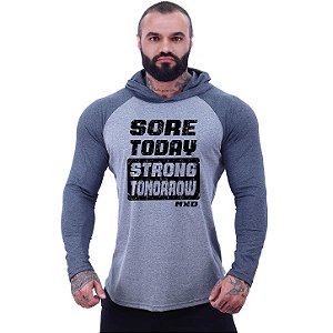 Camiseta Manga Longa Longline Com Touca MXD Conceito Sore Today Strong Tomorrow