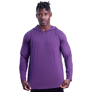 Camiseta Manga Longa Longline Com Touca MXD Conceito Roxo