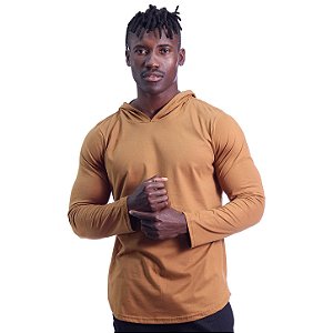 Camiseta Manga Longa Longline Com Touca MXD Conceito Caramelo