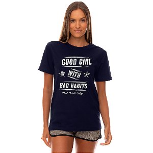 Camiseta Tradicional Manga Curta MXD Conceito Good Girl With Bad Habits