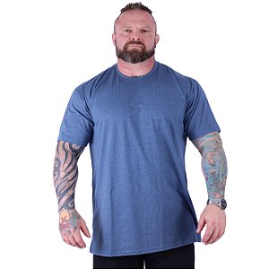 Camiseta Plus Size Tradicional Manga Curta MXD Conceito 50% Algodão 50% Poliéster Mescla Marinho