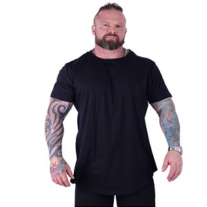 Camiseta Longline Plus Size MXD Conceito Manga Curta Preto