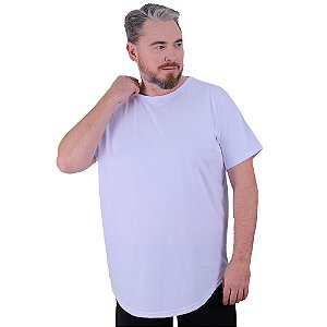 Camiseta Longline Plus Size MXD Conceito Manga Curta Branco