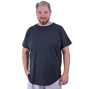 Camiseta Longline Plus Size MXD Conceito Manga Curta Mescla Preto