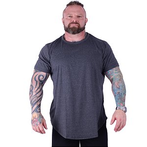 Camiseta Longline Plus Size MXD Conceito Manga Curta Mescla Preto