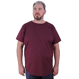 Camiseta Longline Plus Size MXD Conceito Manga Curta Mescla Bordo