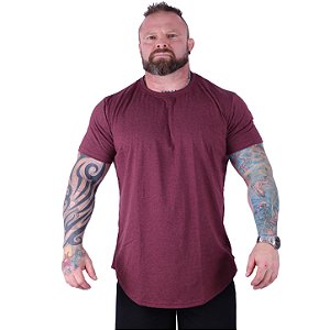 Camiseta Longline Plus Size MXD Conceito Manga Curta Mescla Bordo